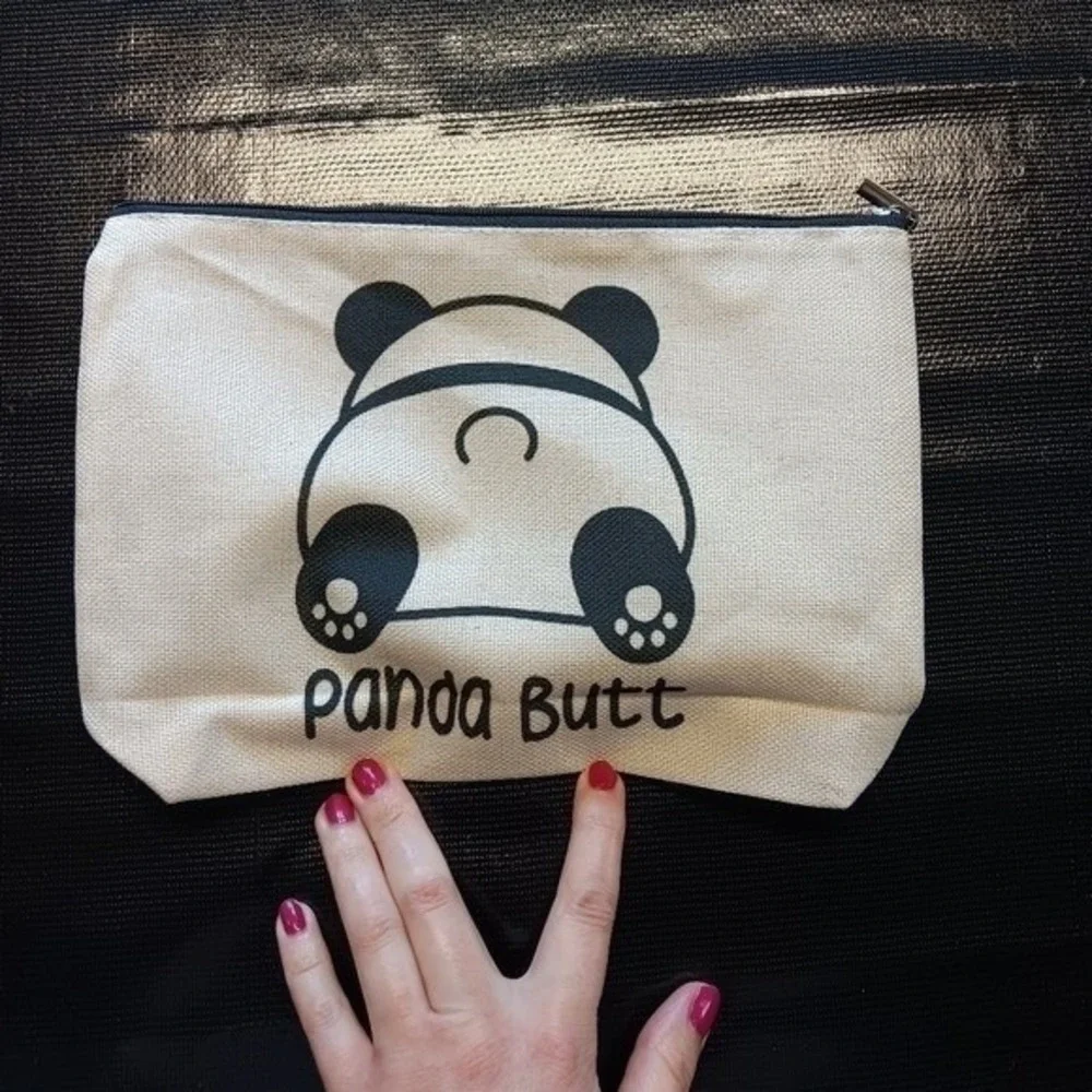 Panda Butt Cosmetic Makeup Bag Funny Panda Zipper Pouch Cute Kawaii Travel